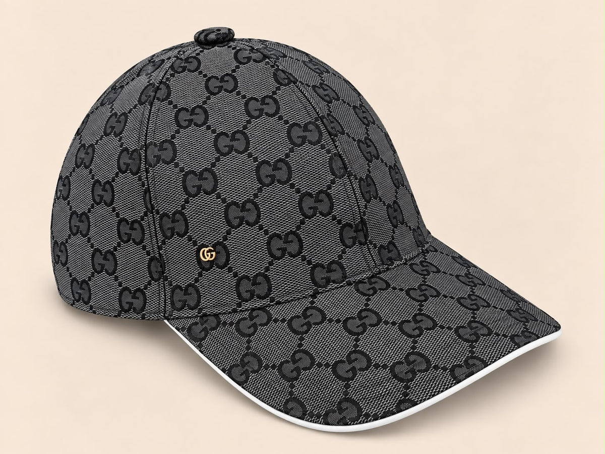 GORRA GUCCI GRIS RAYA BLANCA