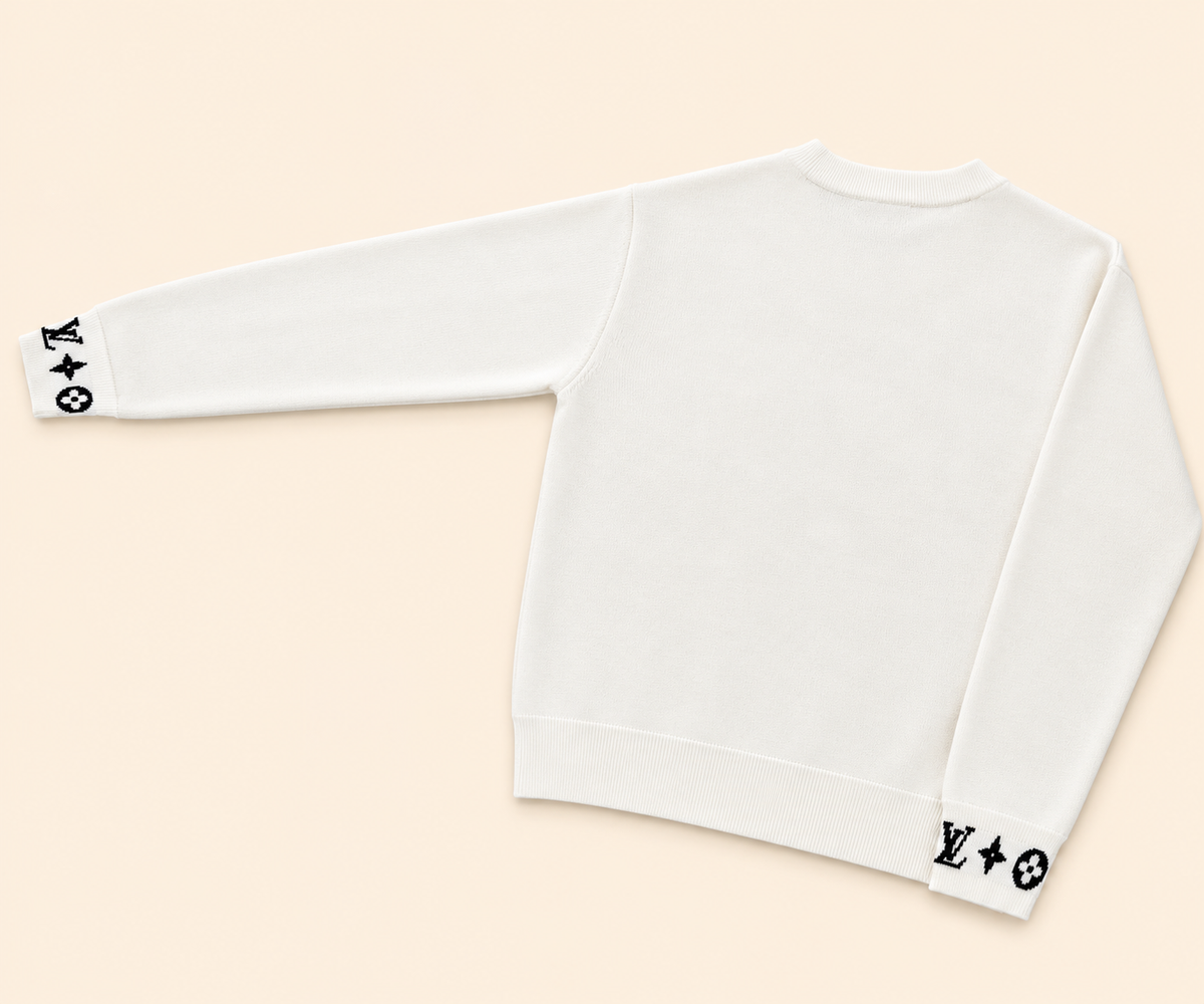 BUZO LV BLANCO LOGO NEGRO