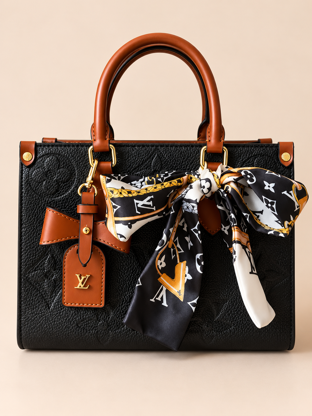 BOLSO DE MANO LV NEGRO CAFE