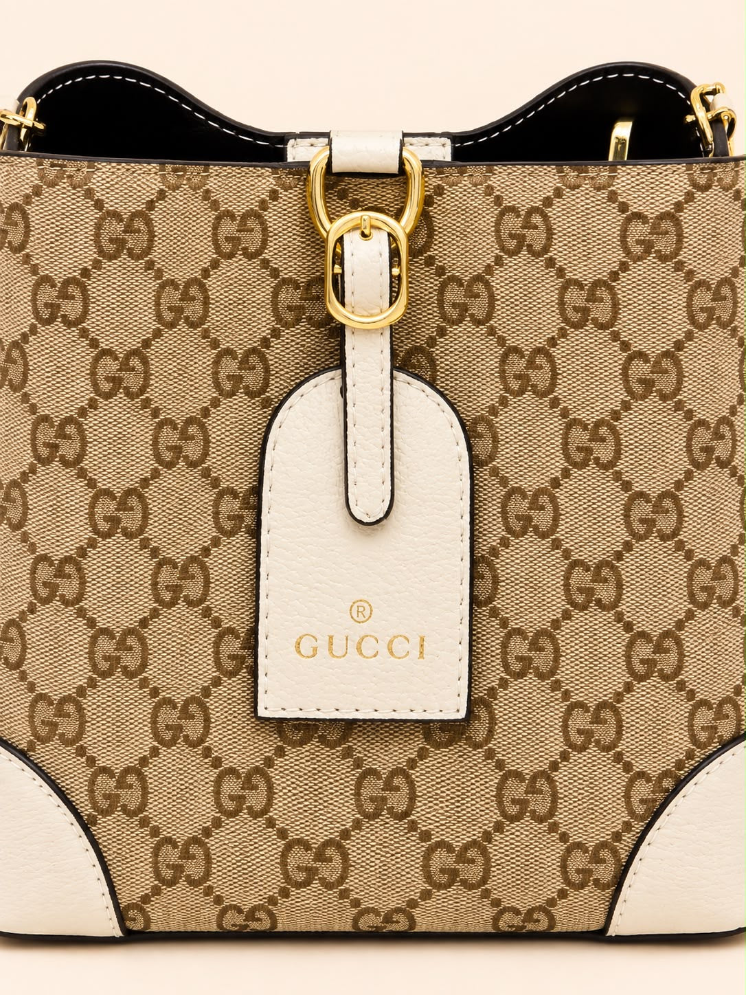 BOLSO DE MANO GUCCI CAFÉ BLANCO