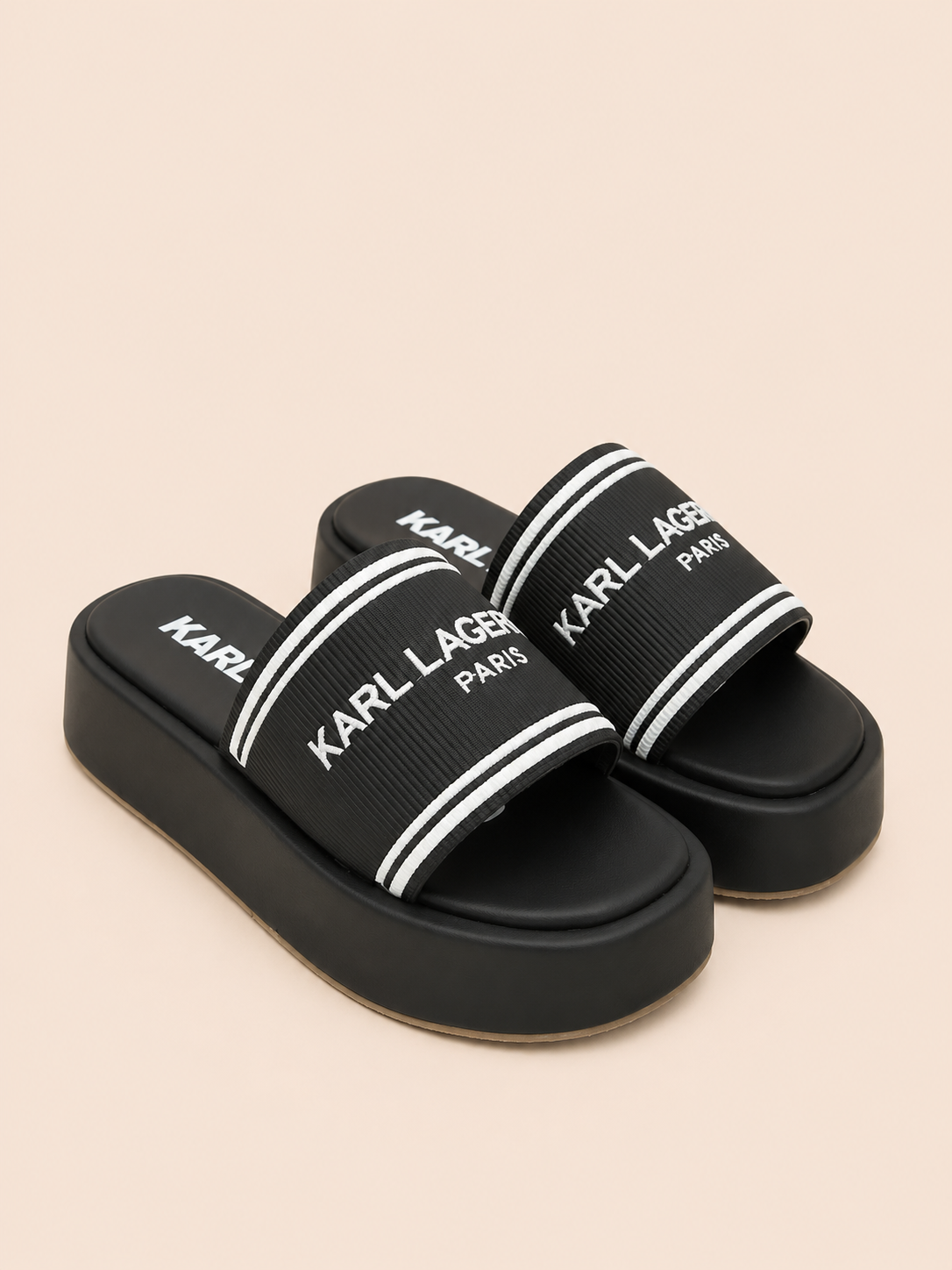 CHANCLAS KARL NEGRAS PLATAFORMA