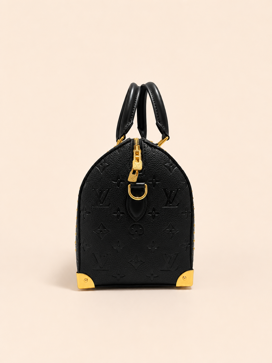 BOLSO DE MANO LV NEGRO DORADO