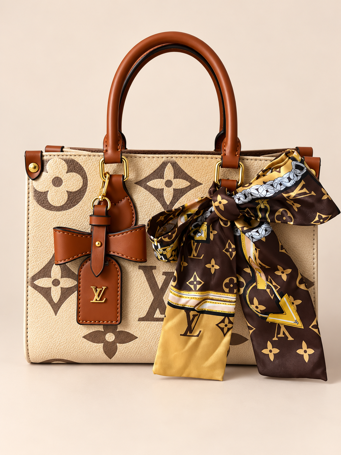 BOLSO DE MANO LV BEIGE CAFE
