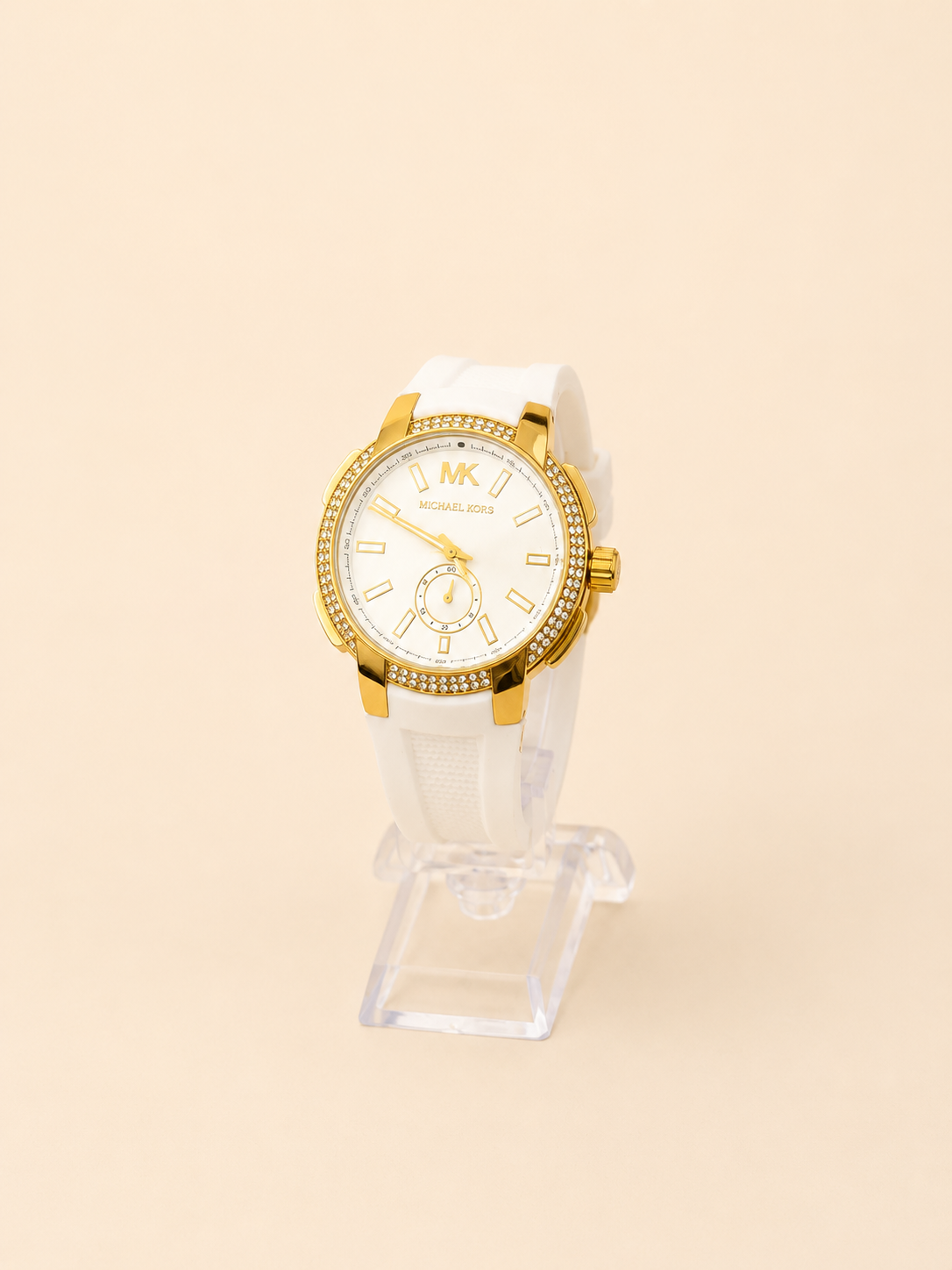 RELOJ MK BLANCO DORADO