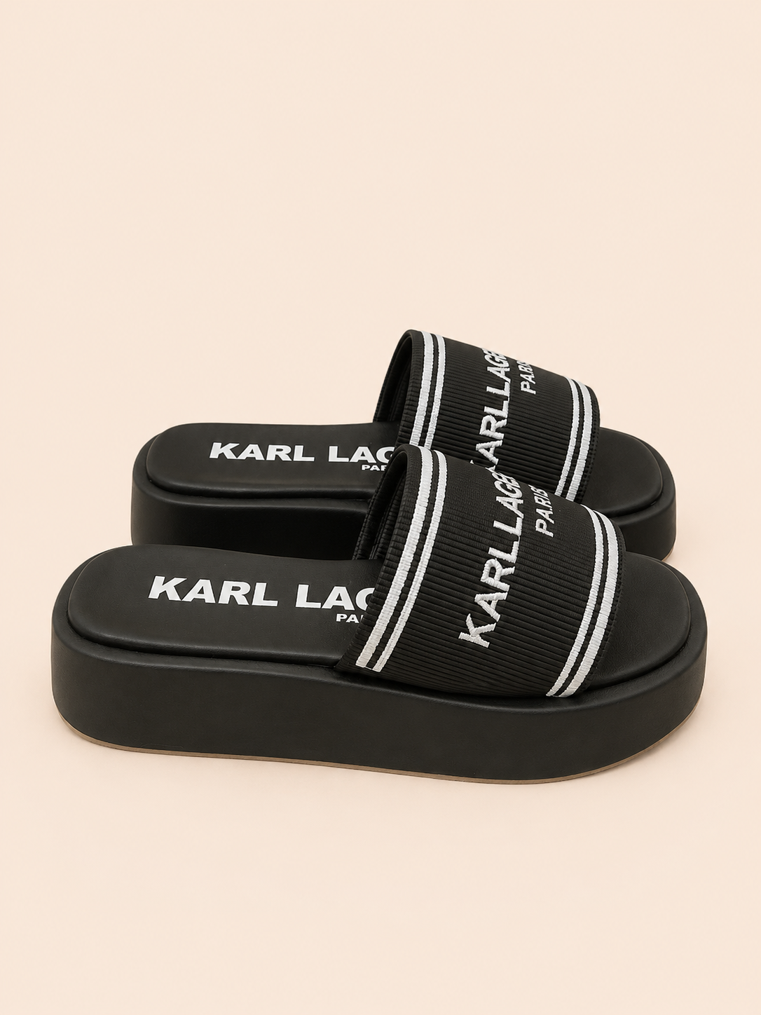 CHANCLAS KARL NEGRAS PLATAFORMA