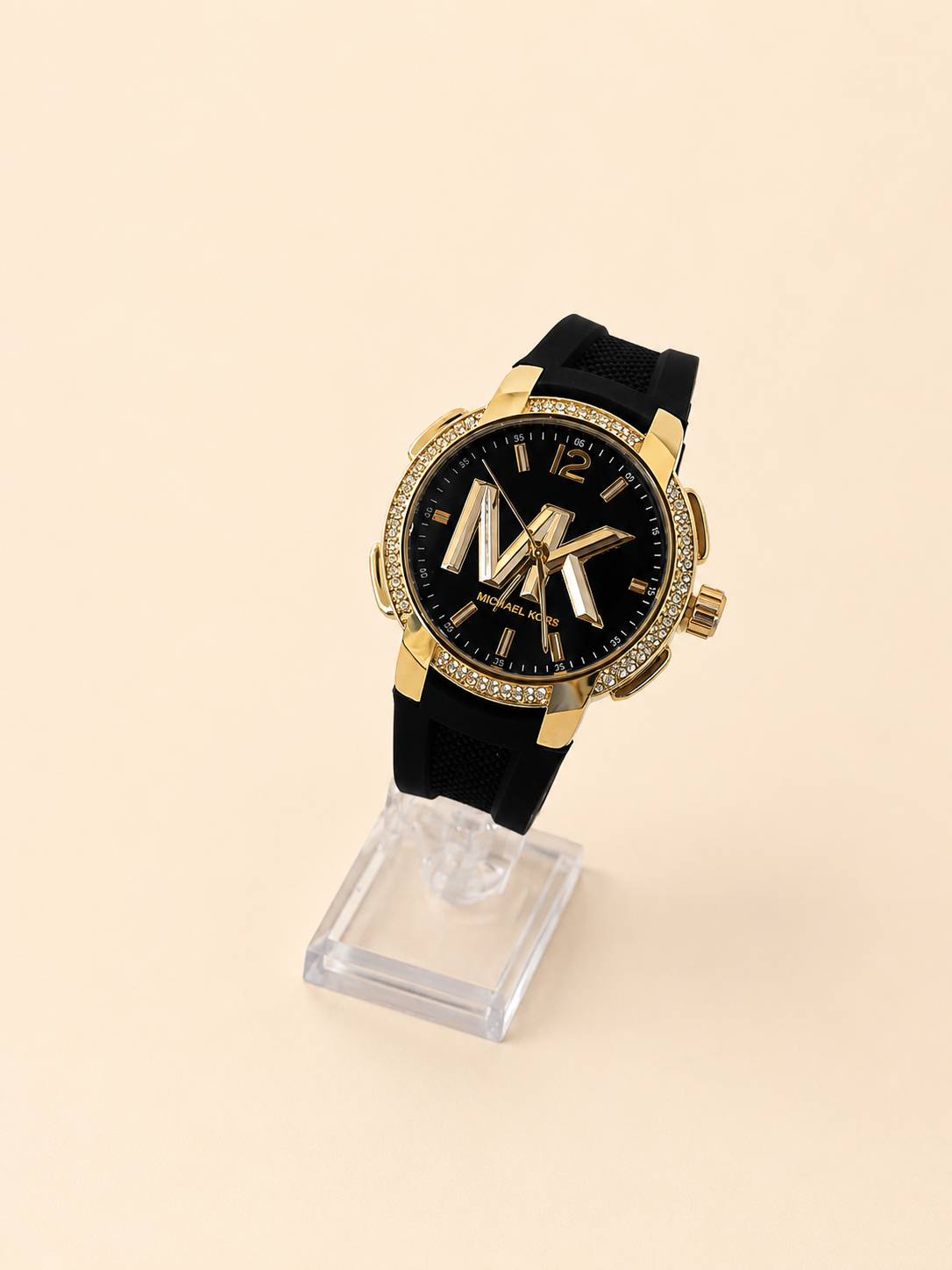 RELOJ MK NEGRO DORADO