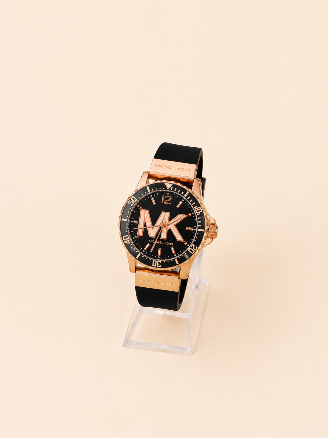 RELOJ MK NEGRO ORO ROSA NÚMEROS