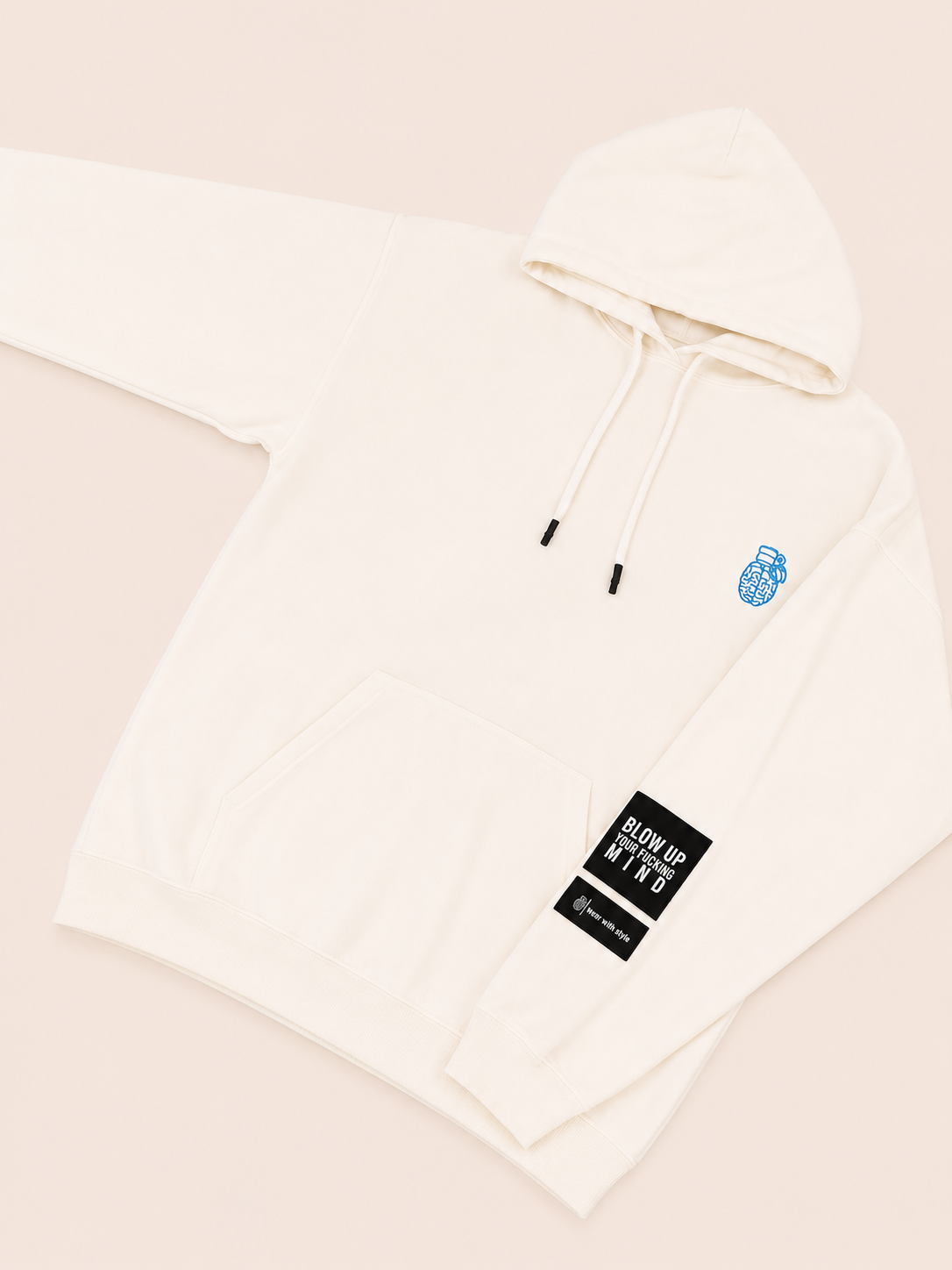 BUZO BLOW UP BLANCO LOGO AZUL
