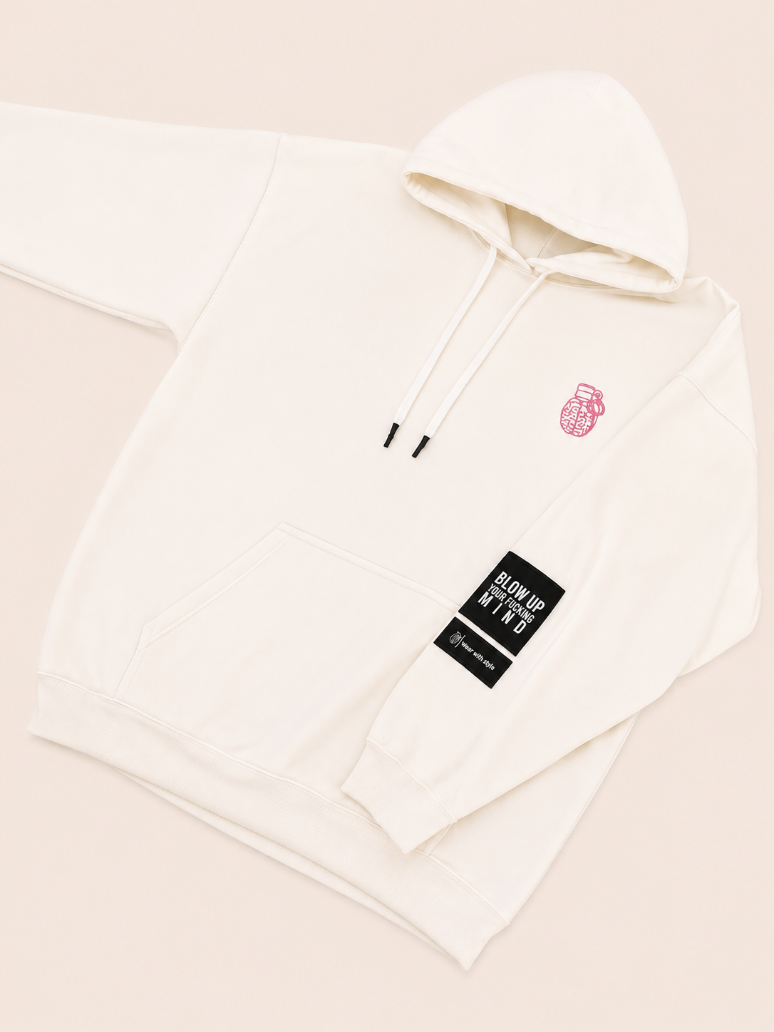 BUZO BLOW UP BLANCO LOGO ROSADO