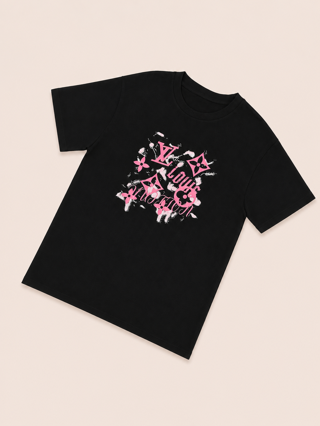 CAMISA LV LARGA NEGRA ROSADO