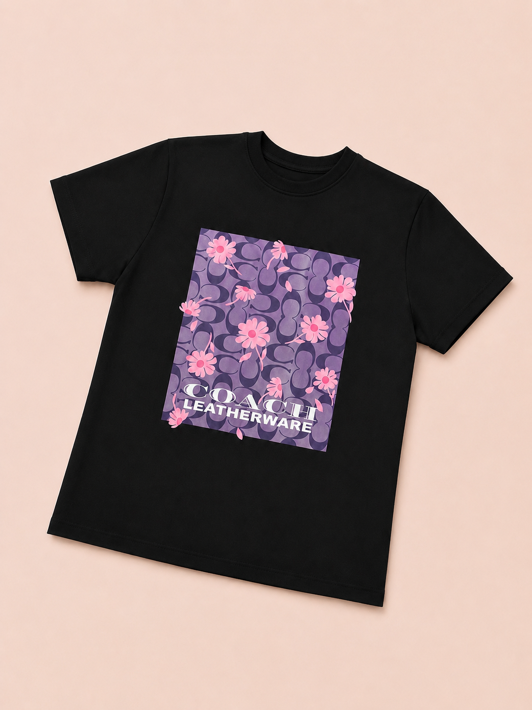CAMISA COACH LARGA NEGRA MORADO