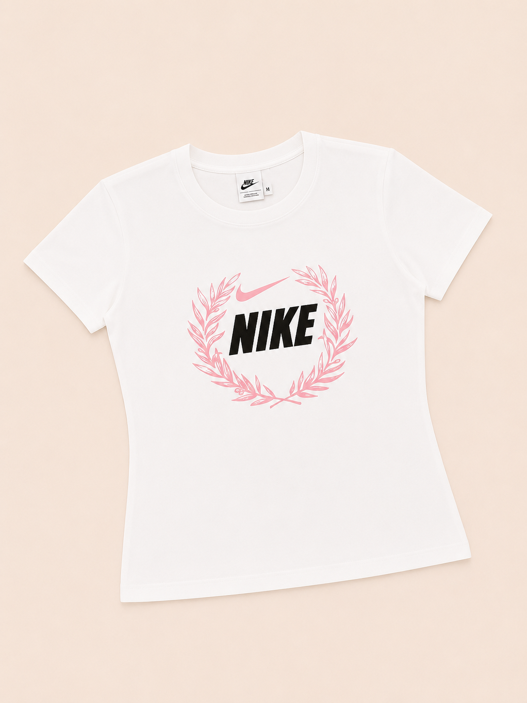 CAMISA NIKE LARGA BLANCA ROSADA