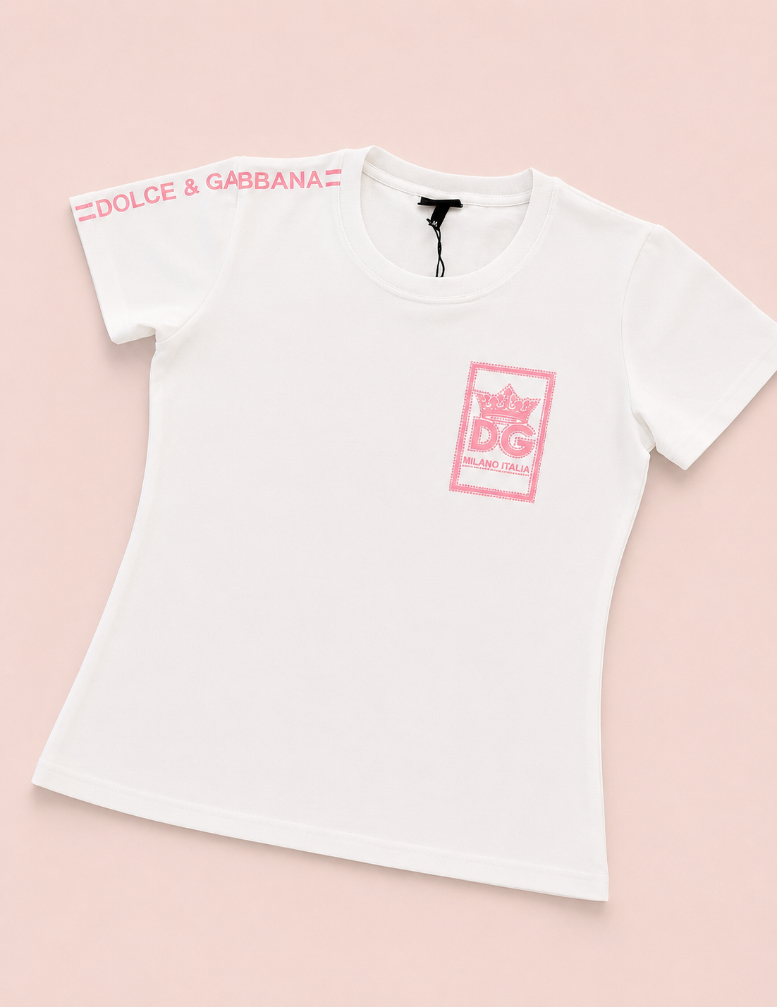 CAMISA DG LARGA BLANCA ROSADA