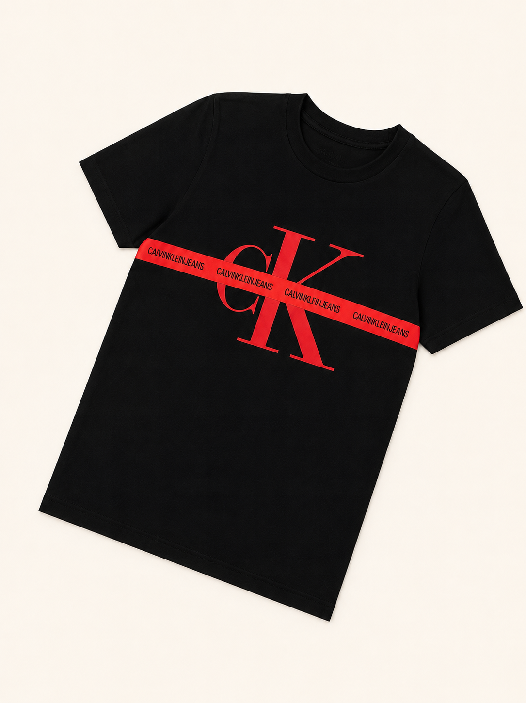 CAMISA CK LARGA NEGRA ROJA