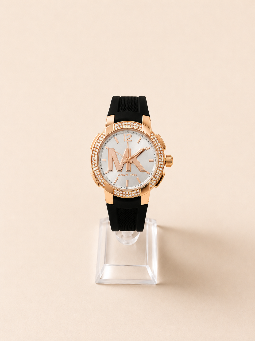 RELOJ MK NEGRO ORO ROSA