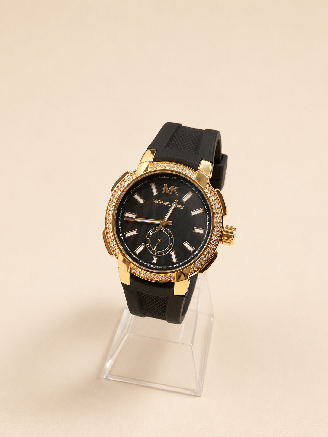 RELOJ MK NEGRO DORADO